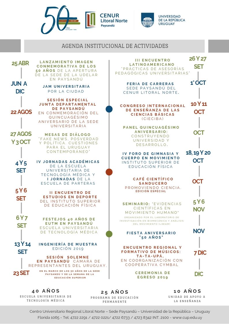 AGENDA DE ACTIVIDADES 2019