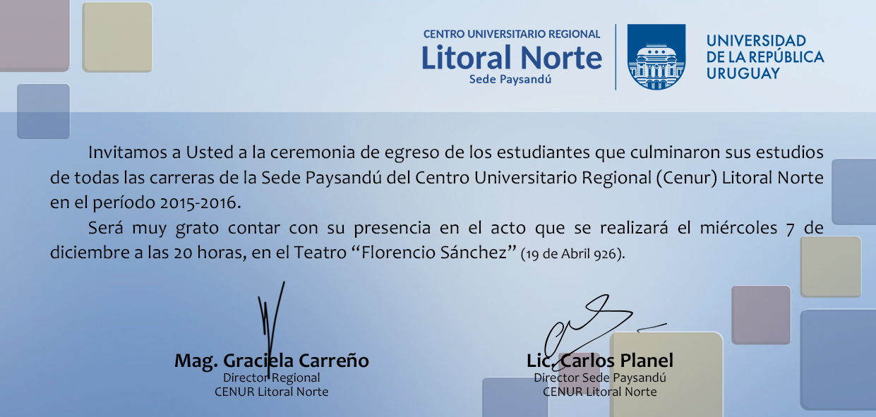 invitacion colación 2016
