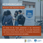 Comunicado cierre edificios 12 de mayo de 2025