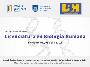 Inscripciones abiertas periodo mayo: Licenciatura en Biología Humana.
