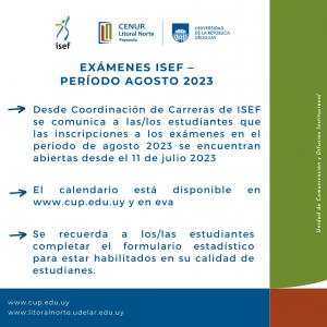 isef calendario agosto 2023
